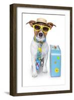 Tourist Dog With A Hat A Tie And A Case-Javier Brosch-Framed Photographic Print