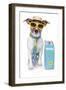 Tourist Dog With A Hat A Tie And A Case-Javier Brosch-Framed Photographic Print