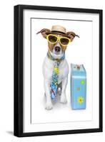 Tourist Dog With A Hat A Tie And A Case-Javier Brosch-Framed Photographic Print