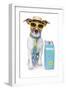 Tourist Dog With A Hat A Tie And A Case-Javier Brosch-Framed Photographic Print