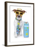 Tourist Dog With A Hat A Tie And A Case-Javier Brosch-Framed Photographic Print