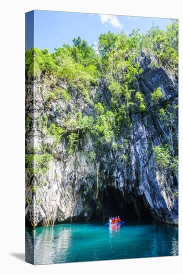 Tourist Entering a Little Rowboat, Puerto Princessa Underground River, Palawan, Philippines-Michael Runkel-Stretched Canvas