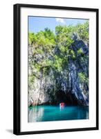 Tourist Entering a Little Rowboat, Puerto Princessa Underground River, Palawan, Philippines-Michael Runkel-Framed Photographic Print