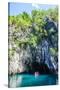 Tourist Entering a Little Rowboat, Puerto Princessa Underground River, Palawan, Philippines-Michael Runkel-Stretched Canvas