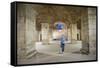 Tourist Exploring the Underground Halls at Diocletian's Palace-Matthew Williams-Ellis-Framed Stretched Canvas