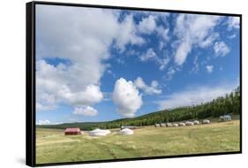 Tourist ger camp, Burentogtokh district, Hovsgol province, Mongolia, Central Asia, Asia-Francesco Vaninetti-Framed Stretched Canvas