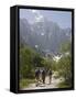 Tourist Group in Summer in Vrata Valley Walking Towards Triglav Mountain-Pearl Bucknall-Framed Stretched Canvas