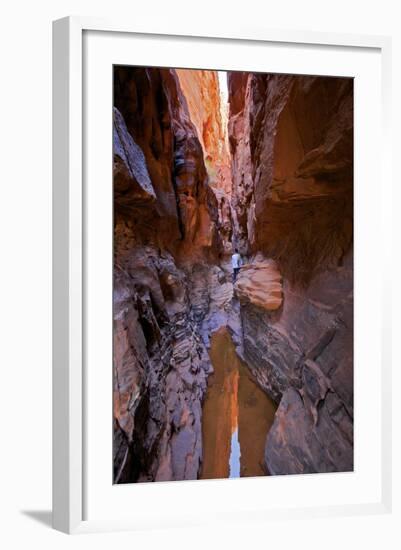 Tourist in Khazali Canyon, Wadi Rum, Jordan, Middle East-Neil Farrin-Framed Photographic Print