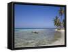 Tourist in Sea Cayak, Silk Caye, Belize, Central America-Jane Sweeney-Framed Stretched Canvas