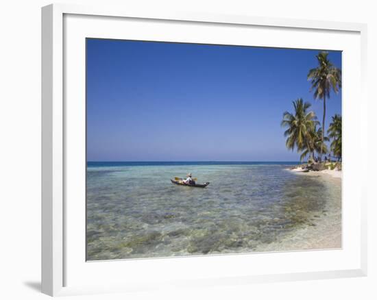 Tourist in Sea Cayak, Silk Caye, Belize, Central America-Jane Sweeney-Framed Photographic Print