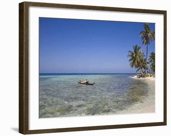 Tourist in Sea Cayak, Silk Caye, Belize, Central America-Jane Sweeney-Framed Photographic Print