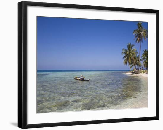 Tourist in Sea Cayak, Silk Caye, Belize, Central America-Jane Sweeney-Framed Photographic Print