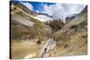 Tourist Looking at Smoking Fumaroles on Mutnovsky Volcano, Kamchatka, Russia, Eurasia-Michael Runkel-Stretched Canvas