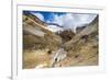 Tourist Looking at Smoking Fumaroles on Mutnovsky Volcano, Kamchatka, Russia, Eurasia-Michael Runkel-Framed Photographic Print