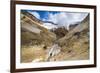 Tourist Looking at Smoking Fumaroles on Mutnovsky Volcano, Kamchatka, Russia, Eurasia-Michael Runkel-Framed Photographic Print