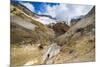 Tourist Looking at Smoking Fumaroles on Mutnovsky Volcano, Kamchatka, Russia, Eurasia-Michael Runkel-Mounted Photographic Print