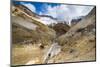 Tourist Looking at Smoking Fumaroles on Mutnovsky Volcano, Kamchatka, Russia, Eurasia-Michael Runkel-Mounted Photographic Print