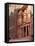 Tourist Looking Up at the Facade of the Treasury (Al Khazneh) Carved into the Red Rock at Petra, UN-Martin Child-Framed Stretched Canvas