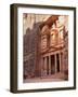 Tourist Looking Up at the Facade of the Treasury (Al Khazneh) Carved into the Red Rock at Petra, UN-Martin Child-Framed Photographic Print