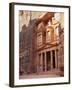 Tourist Looking Up at the Facade of the Treasury (Al Khazneh) Carved into the Red Rock at Petra, UN-Martin Child-Framed Photographic Print