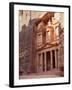 Tourist Looking Up at the Facade of the Treasury (Al Khazneh) Carved into the Red Rock at Petra, UN-Martin Child-Framed Photographic Print