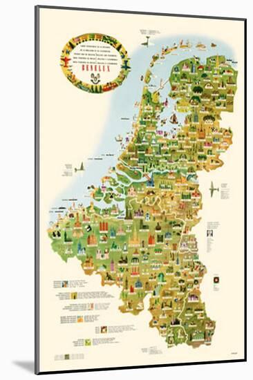 Tourist Map of Belgium, Holland, and Luxemburg-null-Mounted Poster