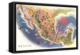 Tourist Map of Mexico-null-Framed Stretched Canvas