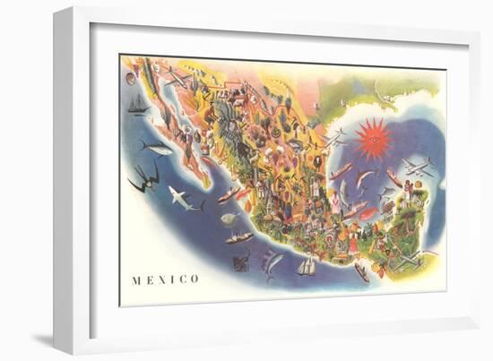 Tourist Map of Mexico-null-Framed Art Print