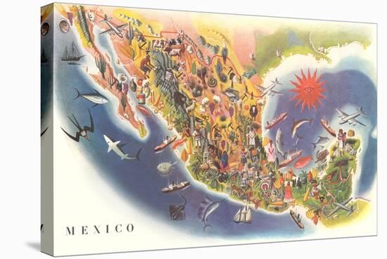 Tourist Map of Mexico-null-Stretched Canvas