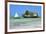 Tourist on a Traditional Dhow Boat, the Rock Restaurant, Bwejuu Beach, Zanzibar, Tanzania-Peter Richardson-Framed Photographic Print