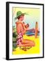 Tourist on Beach-null-Framed Art Print