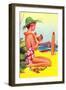 Tourist on Beach-null-Framed Art Print
