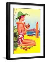 Tourist on Beach-null-Framed Art Print