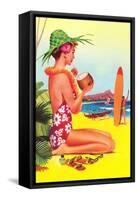 Tourist on Beach-null-Framed Stretched Canvas