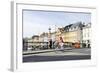 Tourist on Bicycle, Entertainment District, Nyhavn, Copenhagen, Scandinavia-Axel Schmies-Framed Photographic Print