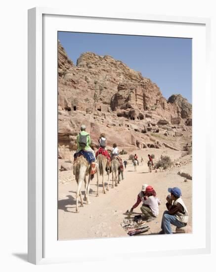 Tourist on Camels in Petra, Unesco World Heritage Site, Wadi Musa (Mousa), Jordan, Middle East-Christian Kober-Framed Photographic Print