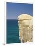 Tourist on Cliff Top at Tunnel Beach, Dunedin, South Island, New Zealand-David Wall-Framed Photographic Print