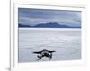 Tourist on Salt Crust of Salar De Uyuni, Emphasising Scale of Largest Salt Flat in World, Bolivia-John Warburton-lee-Framed Photographic Print