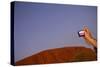 Tourist Photographing Ayers Rock in the Australian Outback-Paul Souders-Stretched Canvas