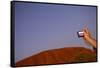 Tourist Photographing Ayers Rock in the Australian Outback-Paul Souders-Framed Stretched Canvas