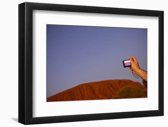 Tourist Photographing Ayers Rock in the Australian Outback-Paul Souders-Framed Premium Photographic Print