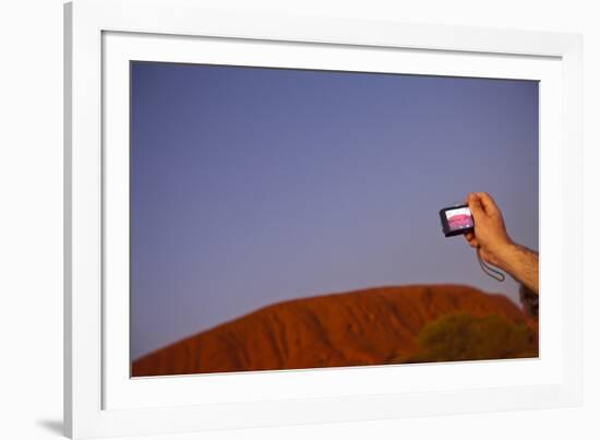 Tourist Photographing Ayers Rock in the Australian Outback-Paul Souders-Framed Photographic Print