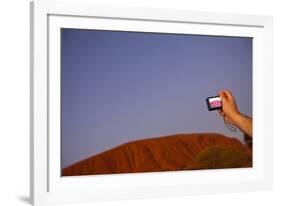 Tourist Photographing Ayers Rock in the Australian Outback-Paul Souders-Framed Photographic Print