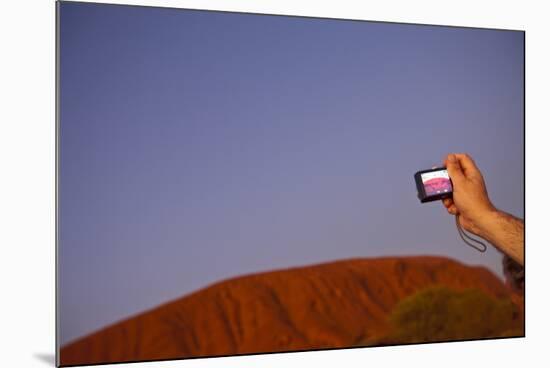 Tourist Photographing Ayers Rock in the Australian Outback-Paul Souders-Mounted Photographic Print