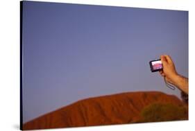 Tourist Photographing Ayers Rock in the Australian Outback-Paul Souders-Stretched Canvas