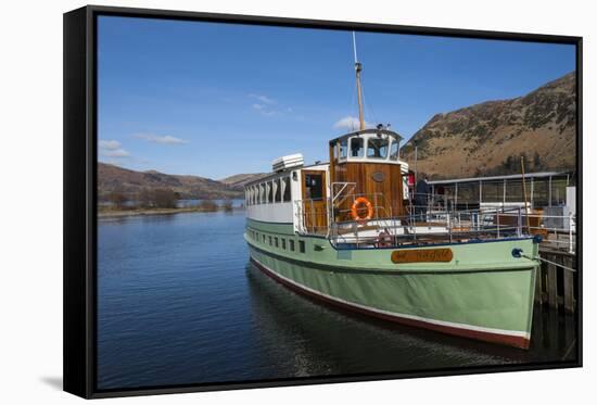 Tourist Pleasure Cruiser Lady Wakefield, Awaiting Passengers at Glenridding, Lake Ullswater-James Emmerson-Framed Stretched Canvas