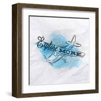 Tourist Poster Plane Blue-anna42f-Framed Art Print