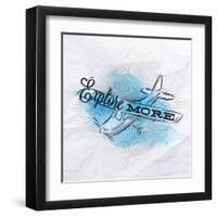 Tourist Poster Plane Blue-anna42f-Framed Art Print