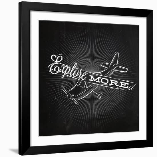 Tourist Poster Plane Chalk-anna42f-Framed Art Print