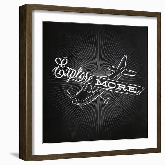 Tourist Poster Plane Chalk-anna42f-Framed Art Print